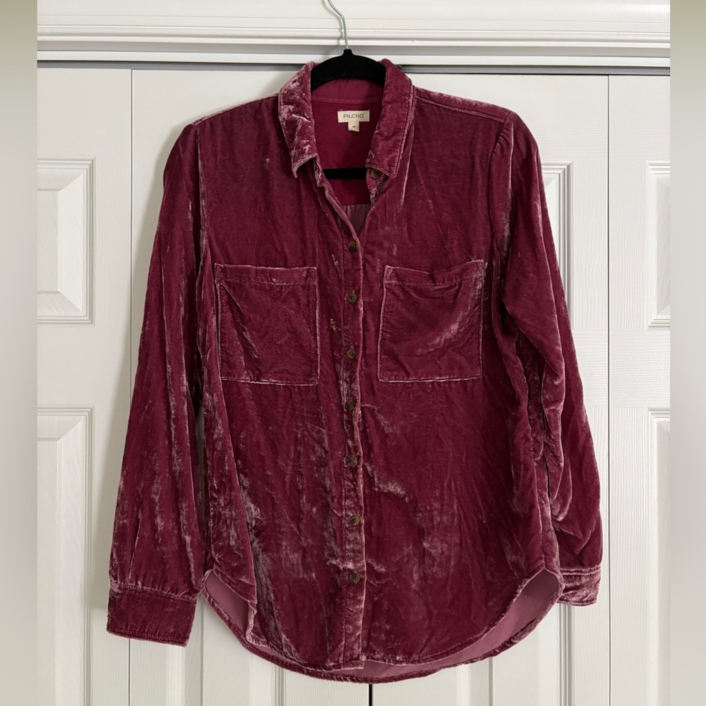 Pilcro Velvet Utility Button Down Shirt